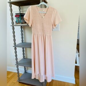 Roolee Smocked blush pink dress size S
